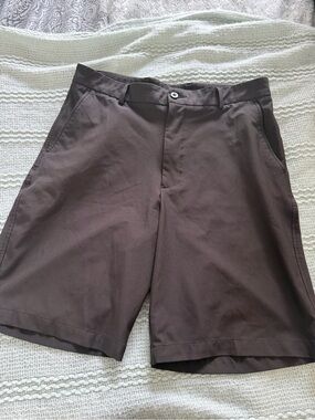 Men's Flat Front Brown Shorts – Tailored Everyday Comfort